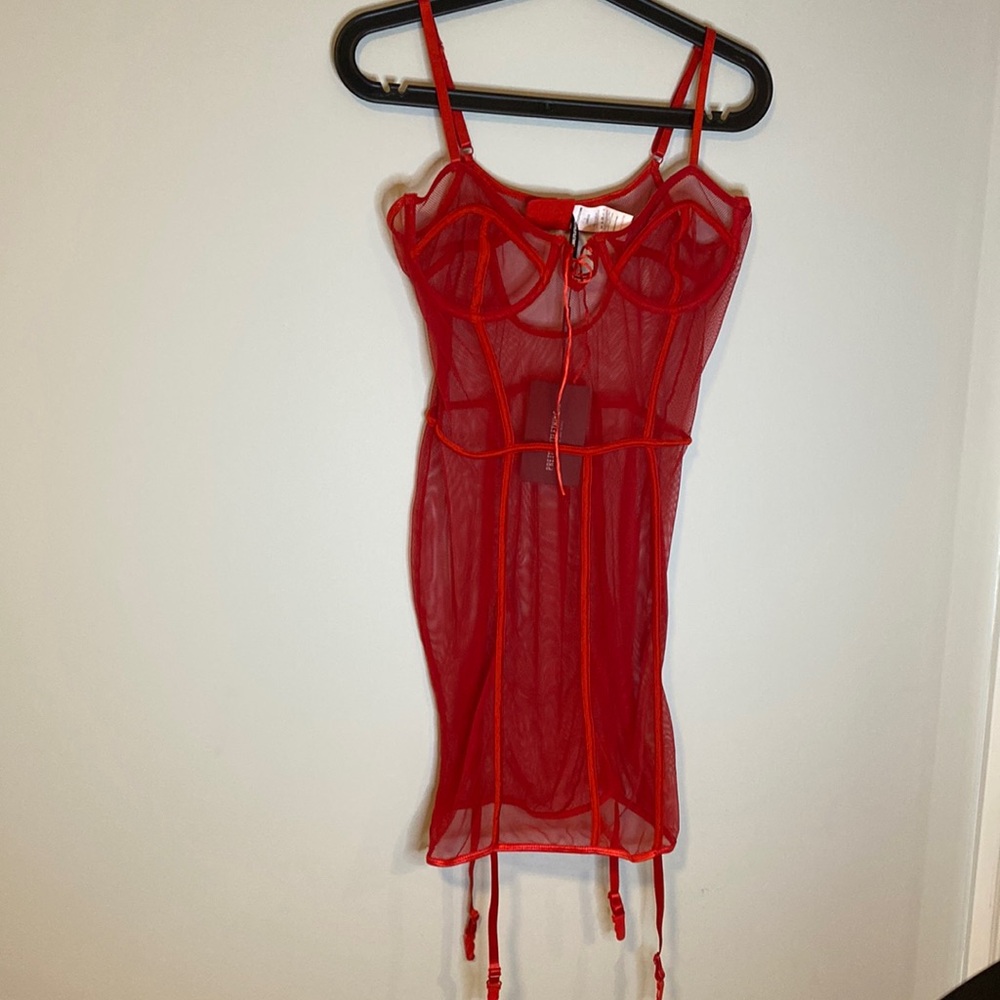 Red Mesh Underwire Lingerie